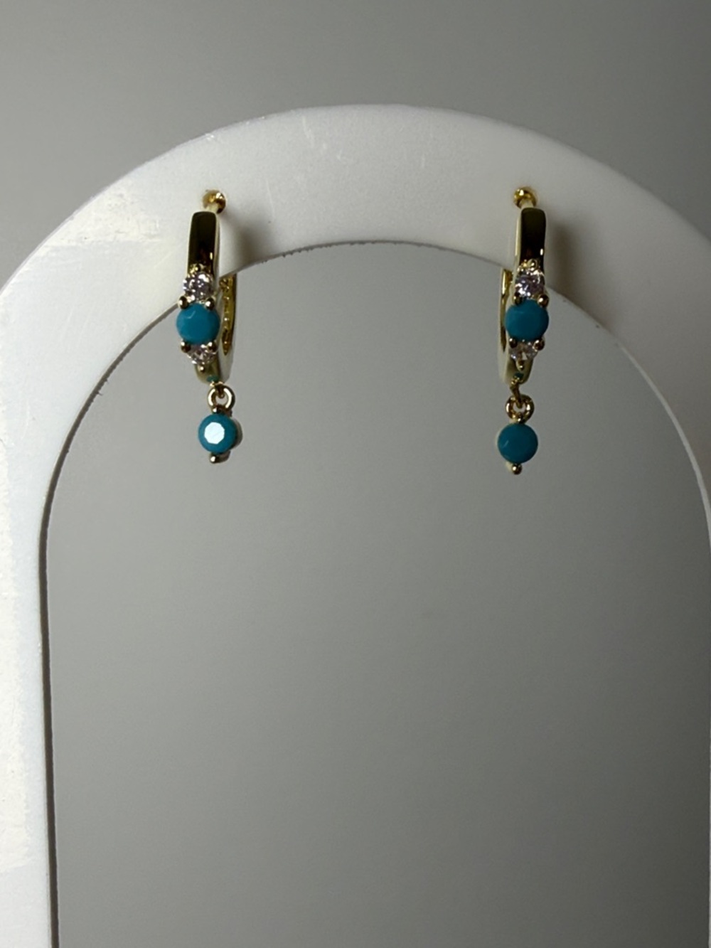 Gold-Tone Turquoise Dangle Hoop Earrings - Women Jewelry